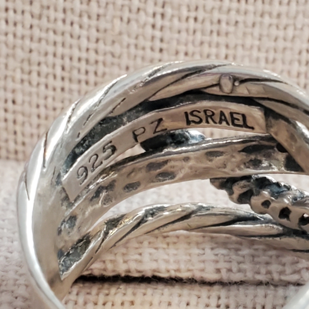 PZ 925 Sterling Texturized Rope Weave Band Ring 6.75 - Picture 11 of 16